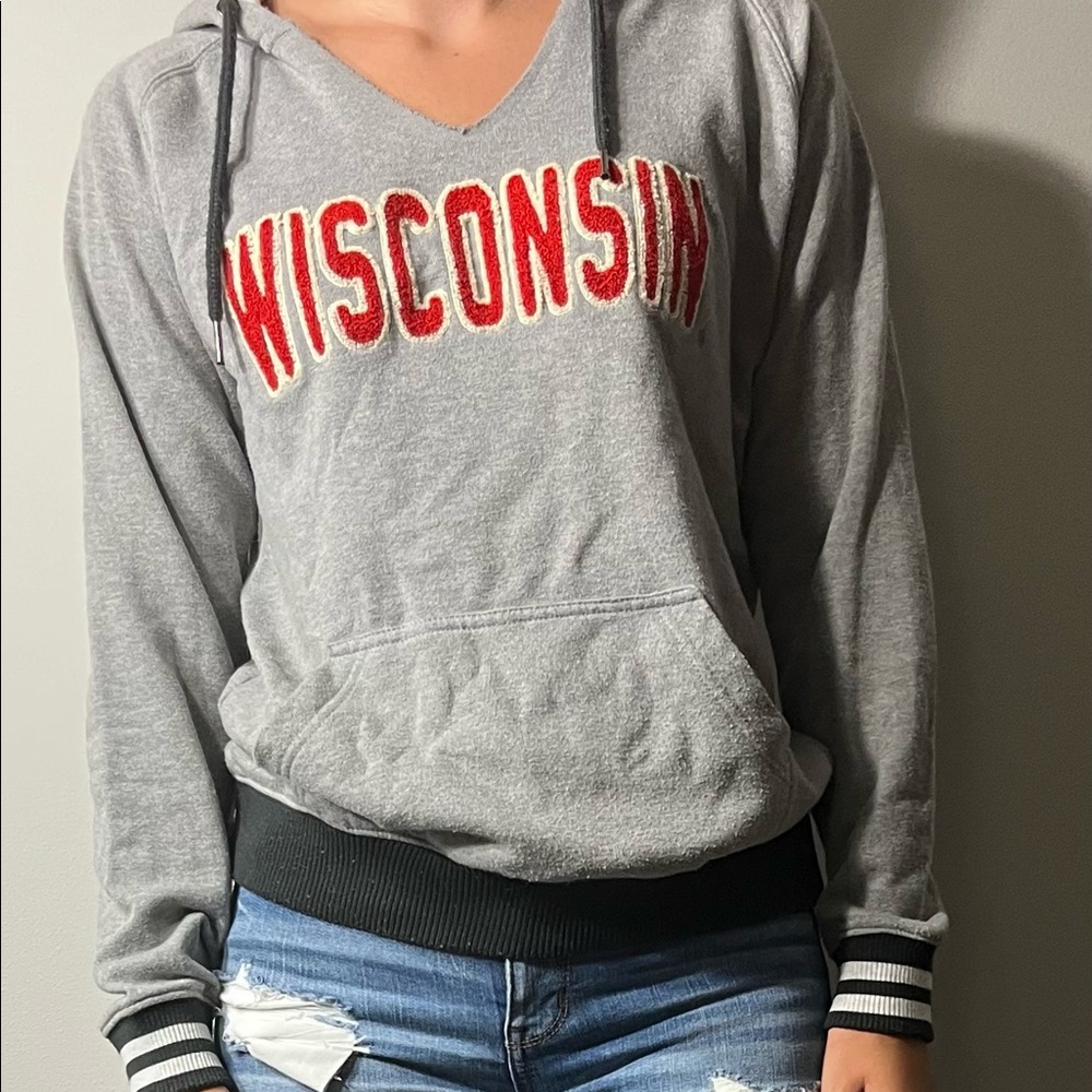 Gray small Wisconsin badger sweatshirt. Brand: campus heritage